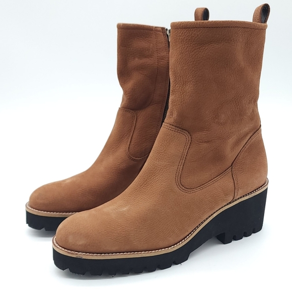 Paul Green NEWBURY Suede Wedge Boot Brown Platform Chunky Lug Sole Size 8.5 - Picture 2 of 9